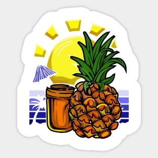 Pineapple Beach Design I love Fruit T-Shirt Sticker